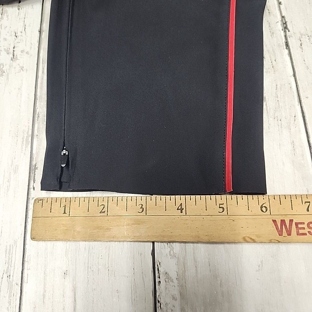 Athleta Stellar Novelty Trouser Stretchy Womens Size 6 Black Red Side Stripe Zip - Picture 8 of 13